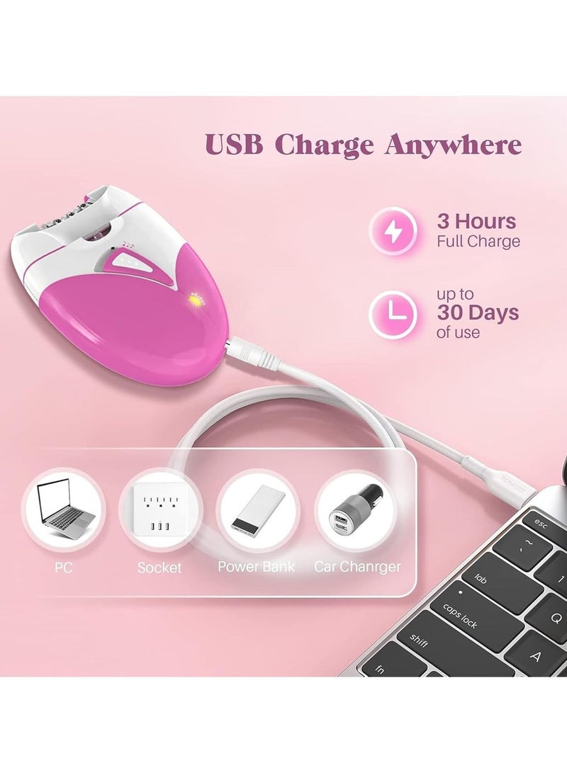 Keda Shaver for Ladies Compact Epilator Smooth Glide Epilator Facial Hair Remover with 2 Speed & LED Light for Underarms, Legs, Arms, Bikini - Image 3